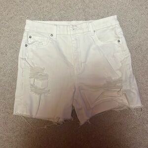 American Eagle White Ripped Jean Shorts